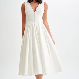 NWT Meshki Keely Cotton Sleeveless Midi Dress - White